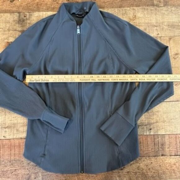 Athleta Salutation Jacket Granite Blue Full Zip Large Active Athletic Gym - Picture 7 of 13